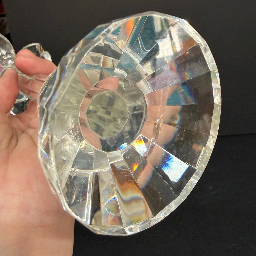 Vintage Crystal Glass Candlestick Holders Set of 2 READ Prisms Hollywood Regency